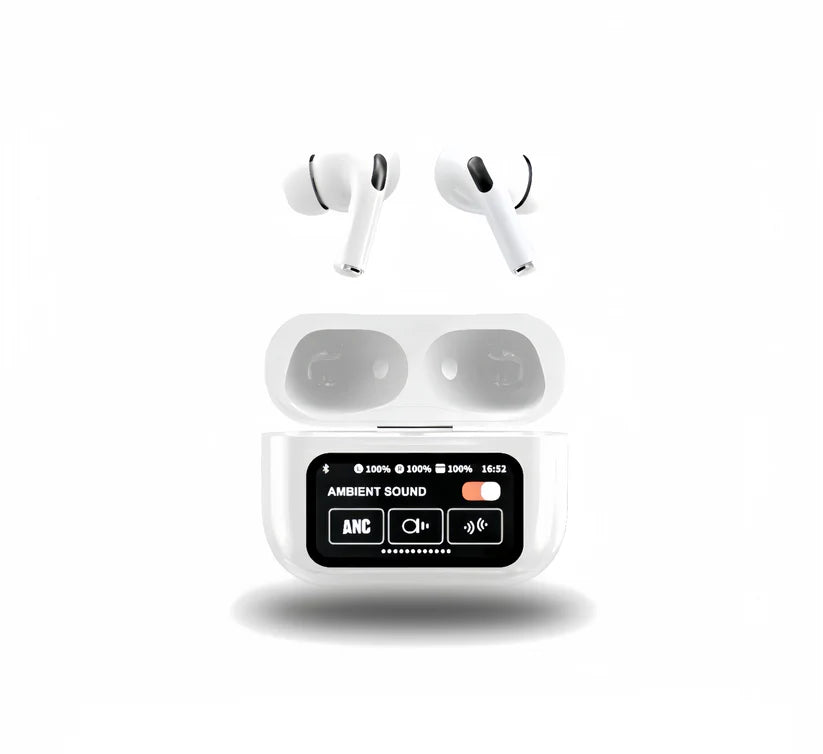 A9 Pro Touch Screen Airpods Pro – ANC Wireless Earbuds With Bluetooth 5.0, LCD Display, Super Bass And Pop-Up Feature